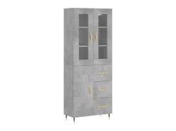 Aparador alto madera contrachapada gris hormigón 69,5x34x180 cm ES78189