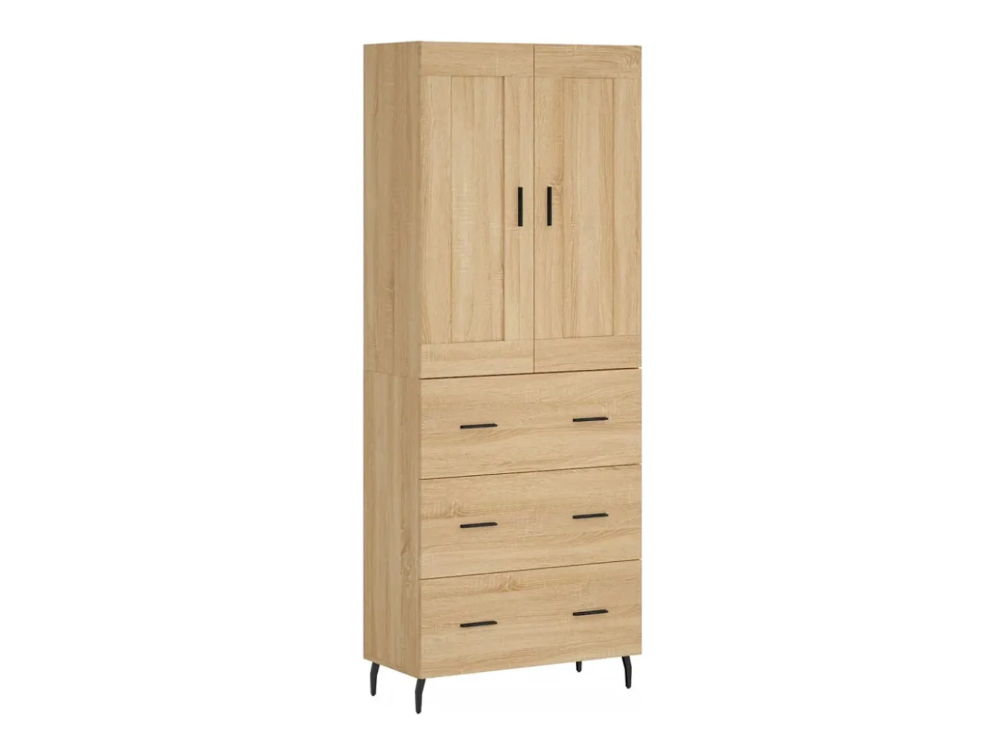 Aparador alto madera contrachapada color roble 69,5x34x180 cm