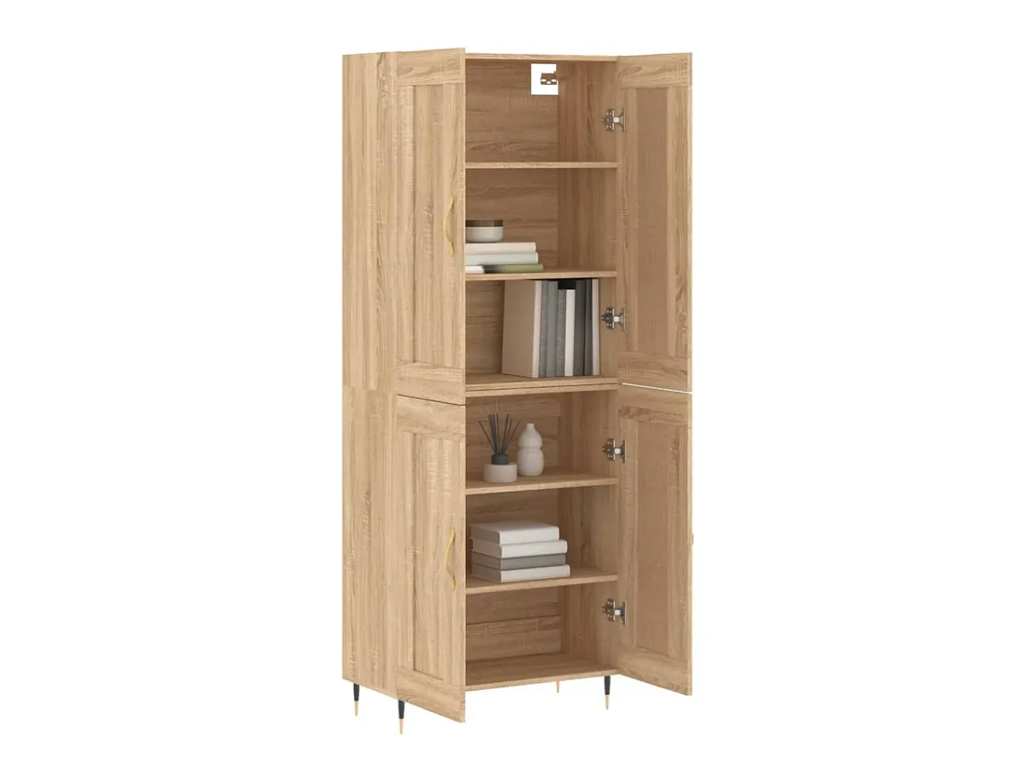 Aparador alto madera contrachapada color roble 69,5x34x180 cm ES59730