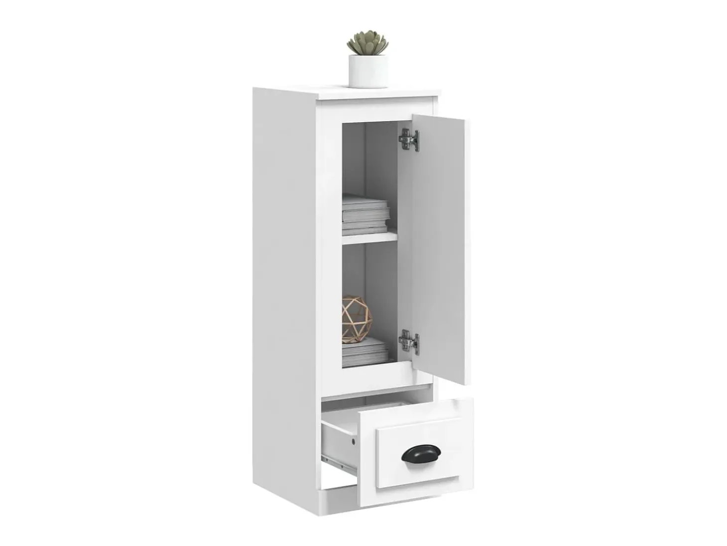 Aparador alto madera contrachapada blanco 36x35,5x103,5 cm