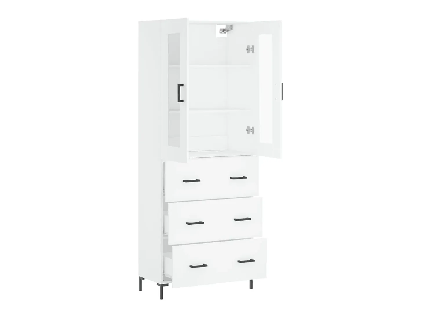 Aparador alto madera contrachapada blanco 69,5x34x180 cm ES84514