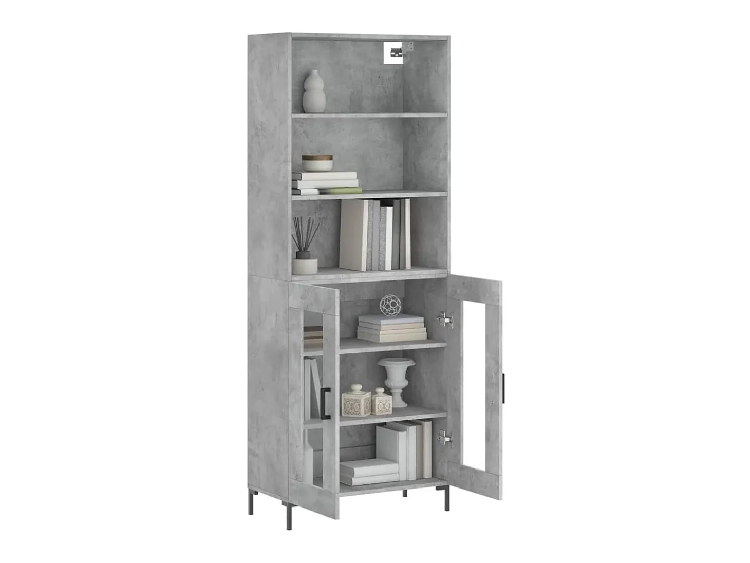 Aparador alto madera contrachapada gris hormigón 69,5x34x180 cm ES48016