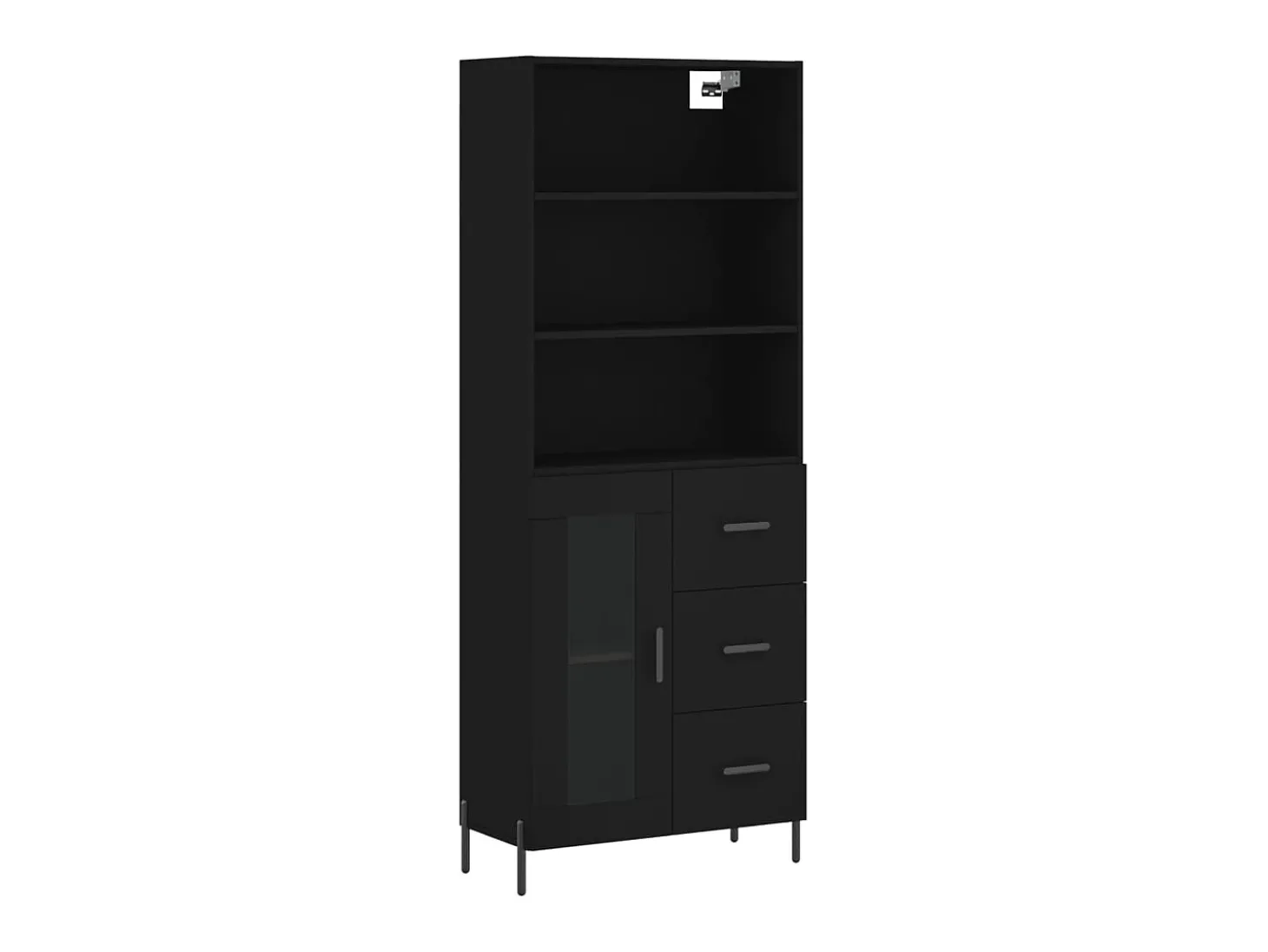 Aparador alto madera contrachapada negro 69,5x34x180 cm ES537977
