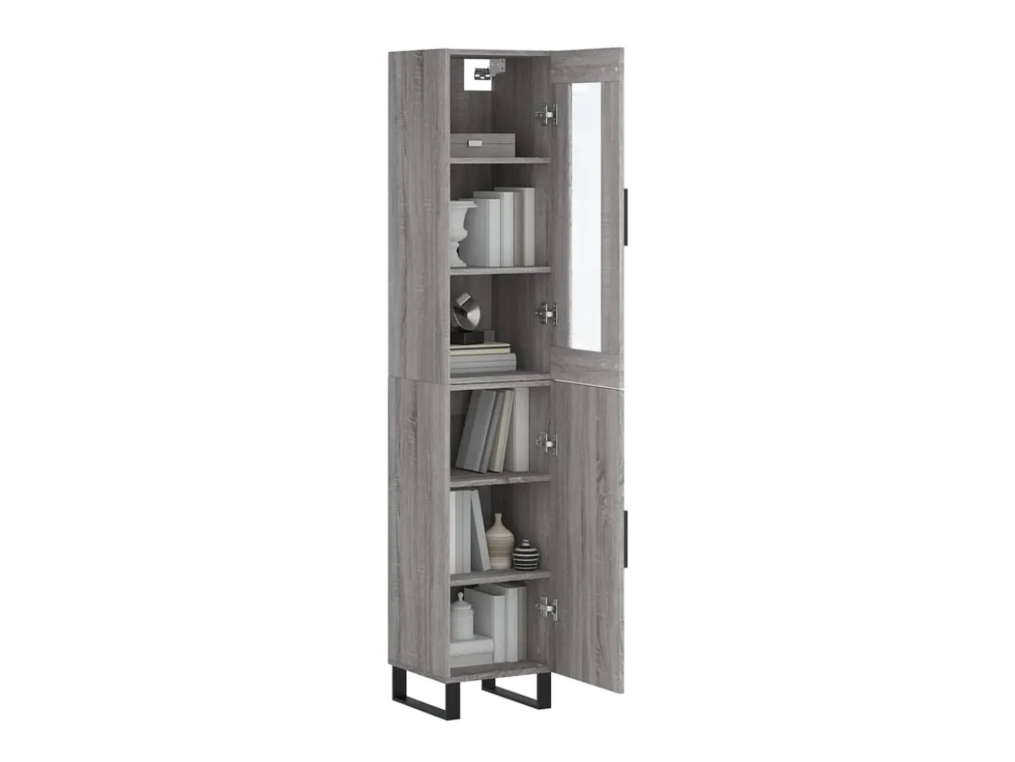 Aparador alto madera contrachapada gris Sonoma 34,5x34x180 cm ES26999