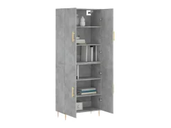 Aparador alto madera contrachapada gris hormigón 69,5x34x180 cm ES78229