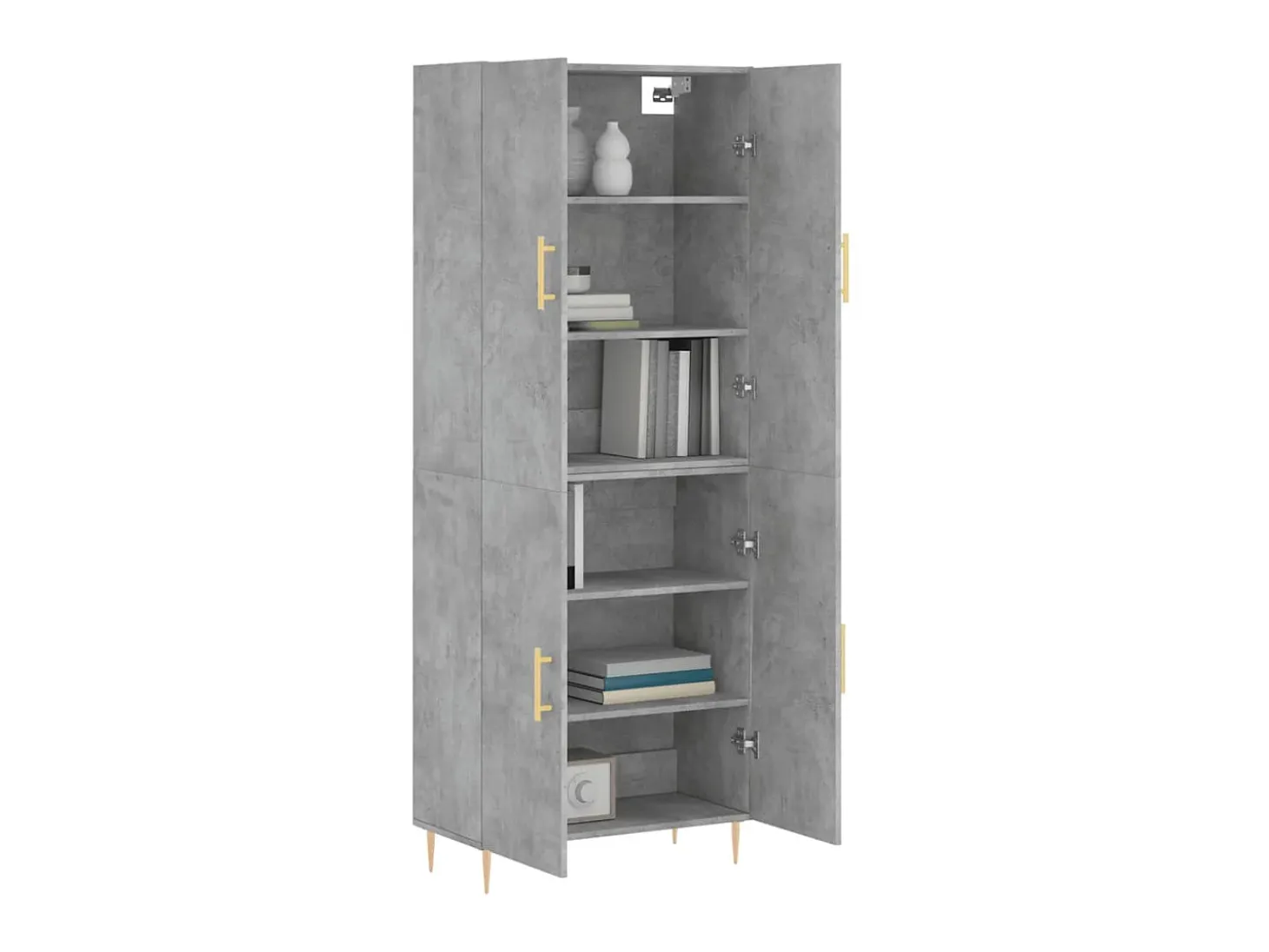 Aparador alto madera contrachapada gris hormigón 69,5x34x180 cm ES78229