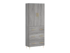 Aparador alto madera contrachapada gris sonoma 69,5x34x180 cm ES73641