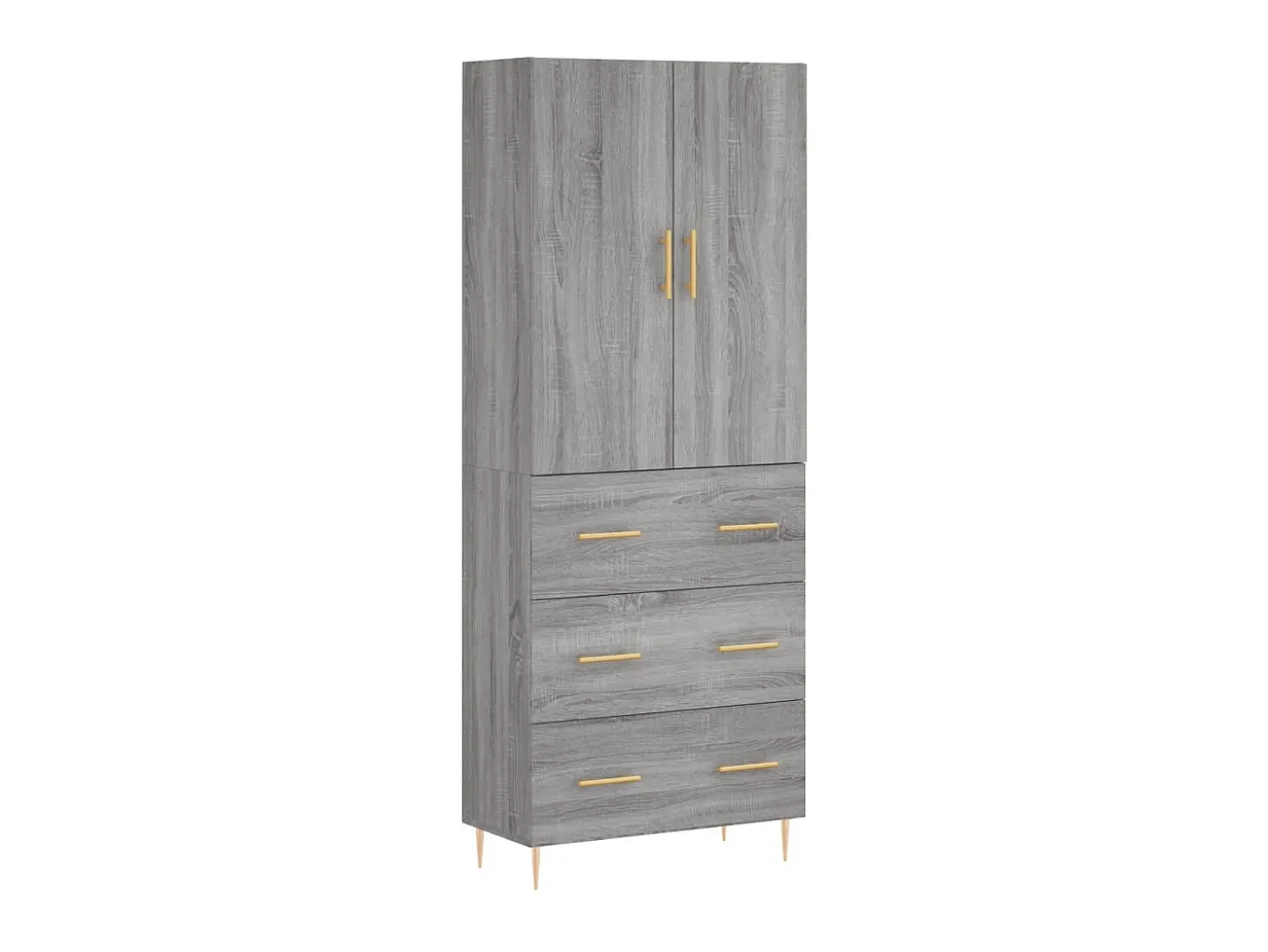 Aparador alto madera contrachapada gris sonoma 69,5x34x180 cm ES73641