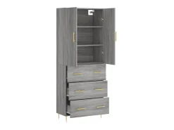 Aparador alto madera contrachapada gris sonoma 69,5x34x180 cm ES73641