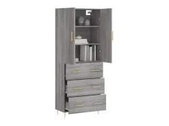 Aparador alto madera contrachapada gris sonoma 69,5x34x180 cm ES73641
