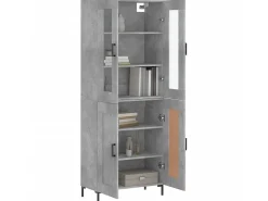 Aparador alto madera contrachapada gris hormigón 69,5x34x180 cm ES90550