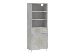 Aparador alto madera contrachapada gris hormigón 69,5x34x180 cm ES67232