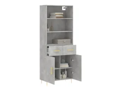 Aparador alto madera contrachapada gris hormigón 69,5x34x180 cm ES67232