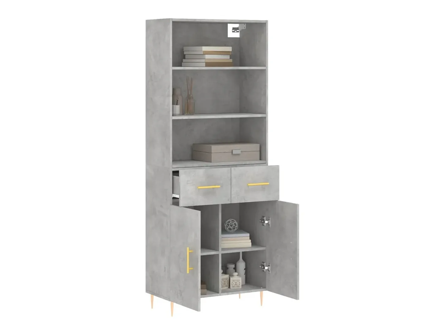 Aparador alto madera contrachapada gris hormigón 69,5x34x180 cm ES67232