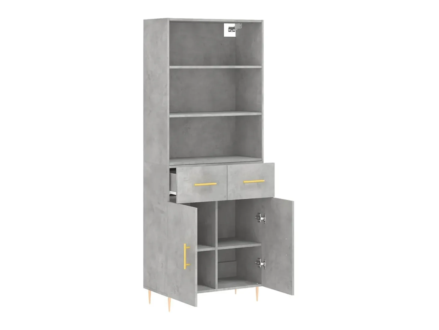 Aparador alto madera contrachapada gris hormigón 69,5x34x180 cm ES67232