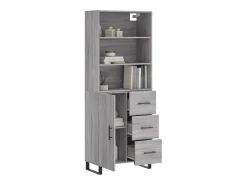 Aparador alto madera contrachapada gris sonoma 69,5x34x180 cm ES15811