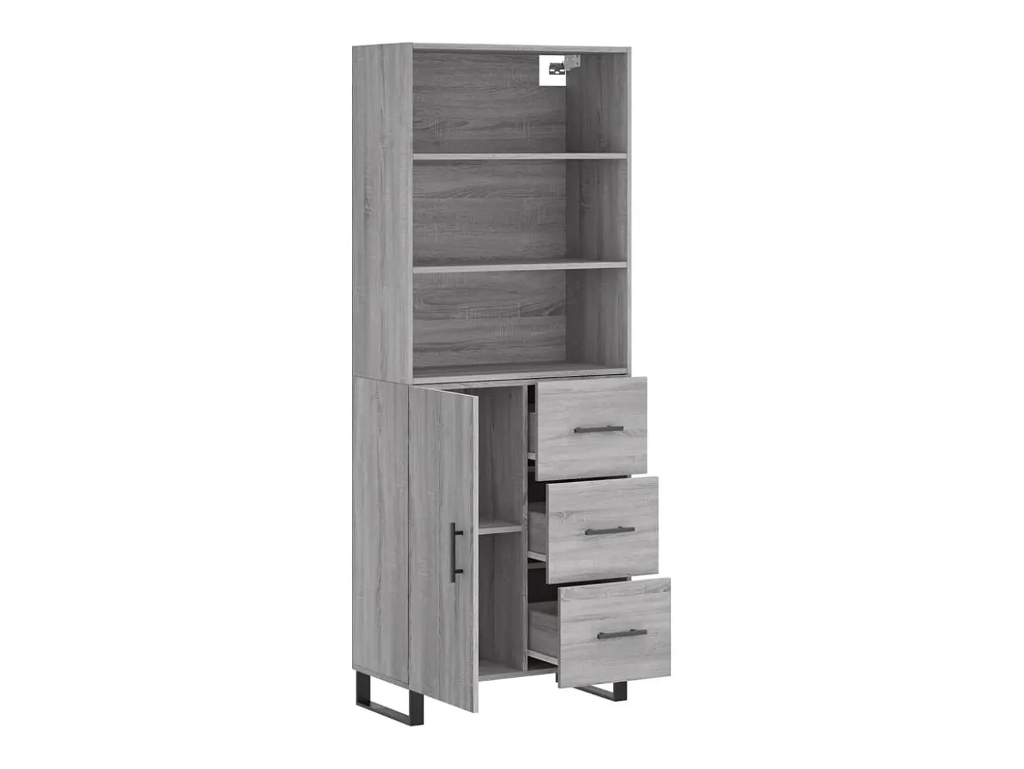 Aparador alto madera contrachapada gris sonoma 69,5x34x180 cm ES15811
