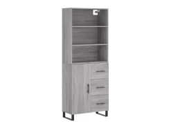 Aparador alto madera contrachapada gris sonoma 69,5x34x180 cm ES15811