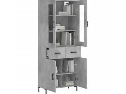 Aparador alto madera contrachapada gris hormigón 69,5x34x180 cm ES62050