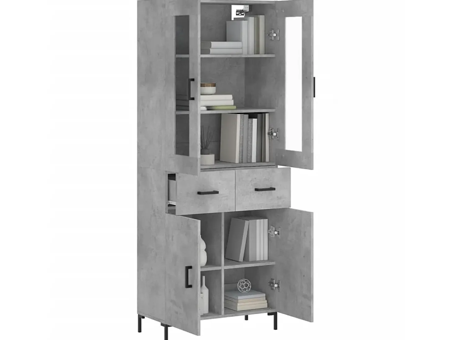 Aparador alto madera contrachapada gris hormigón 69,5x34x180 cm ES62050
