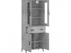 Aparador alto madera contrachapada gris hormigón 69,5x34x180 cm ES62050