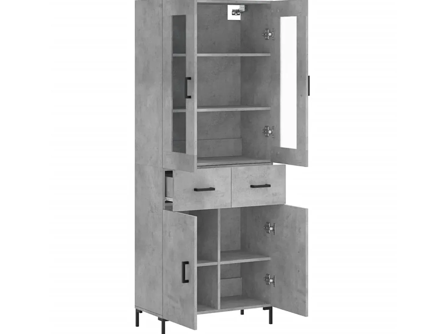 Aparador alto madera contrachapada gris hormigón 69,5x34x180 cm ES62050