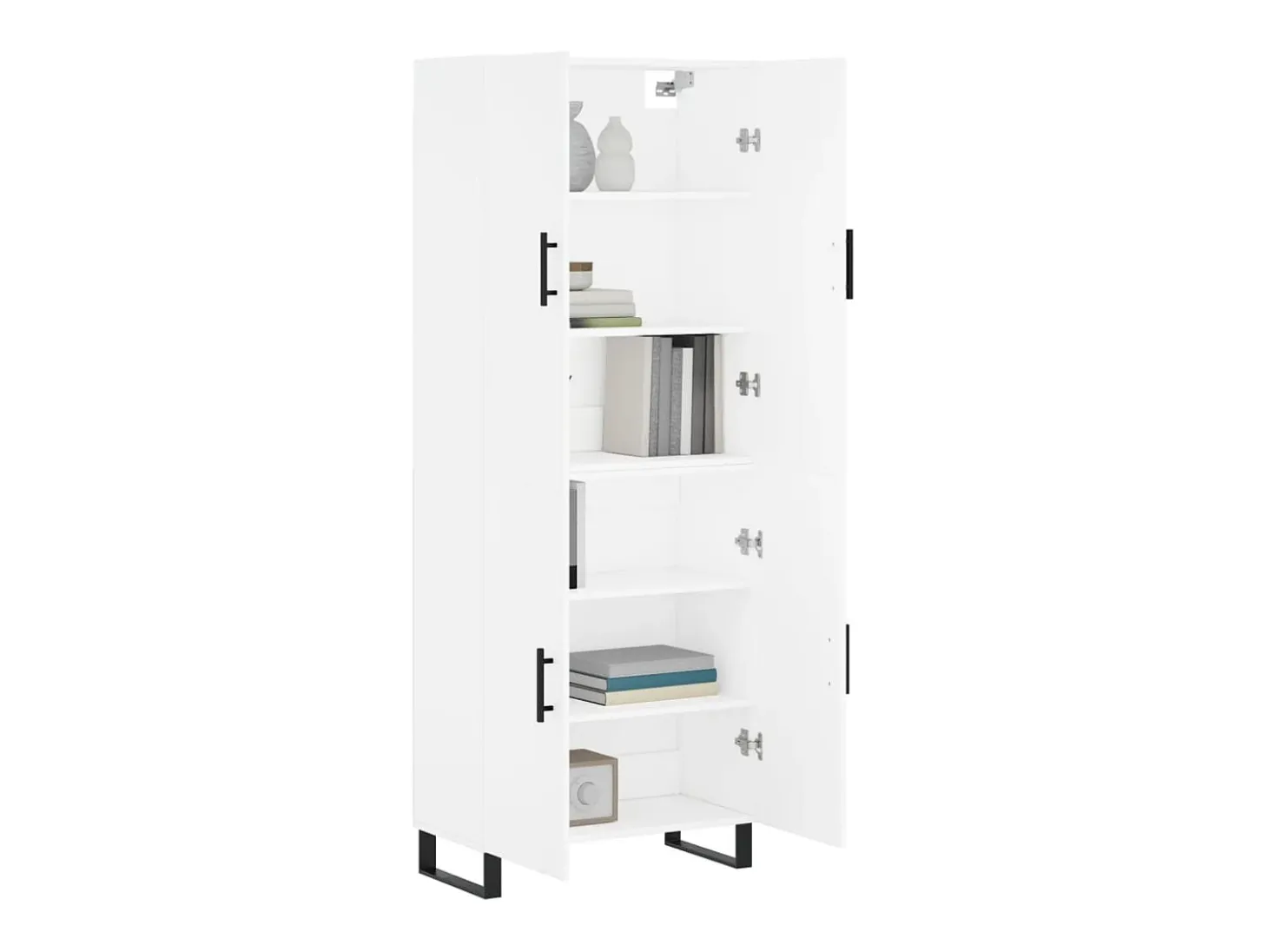 Aparador alto madera contrachapada blanco 69,5x34x180 cm