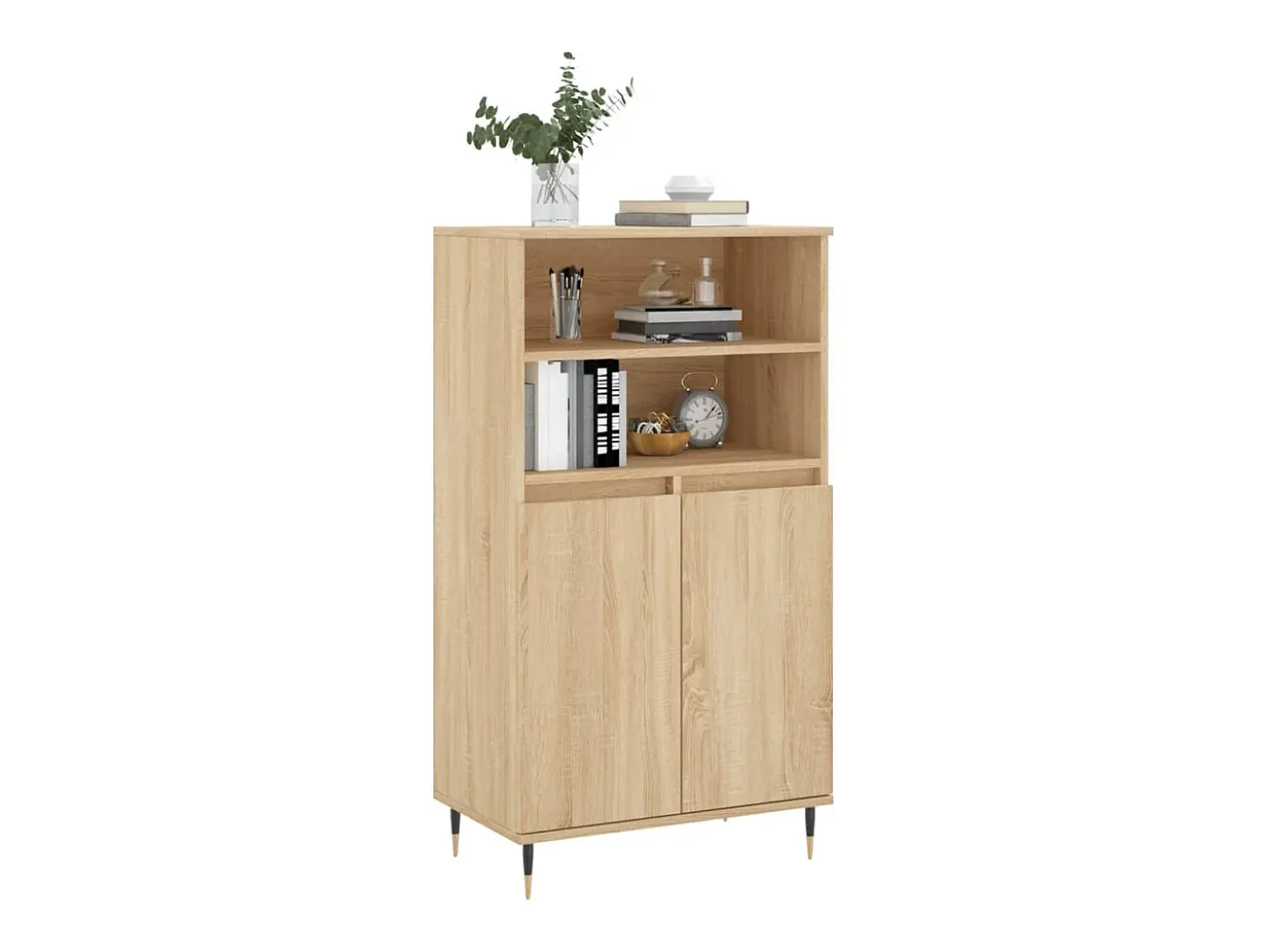 Aparador alto madera contrachapada color roble 60x36x110 cm