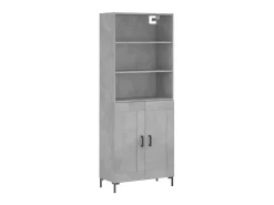 Aparador alto madera contrachapada gris hormigón 69,5x34x180 cm ES11895