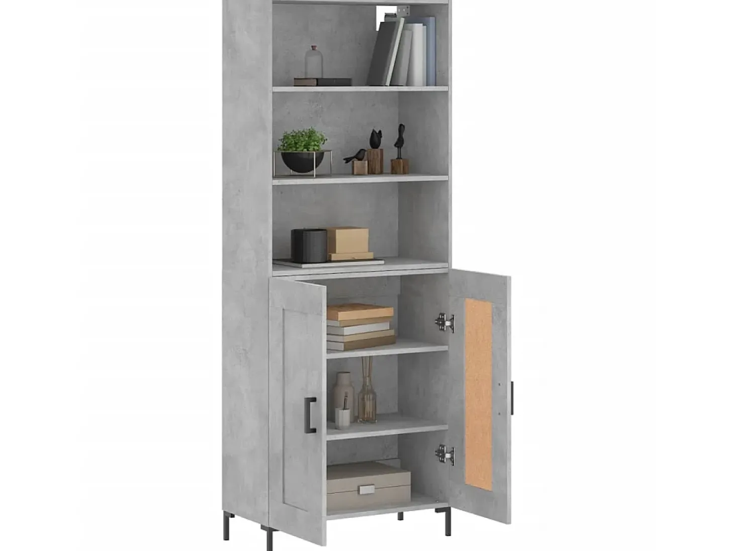 Aparador alto madera contrachapada gris hormigón 69,5x34x180 cm ES11895