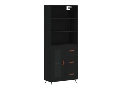 Aparador alto madera contrachapada negro 69,5x34x180 cm