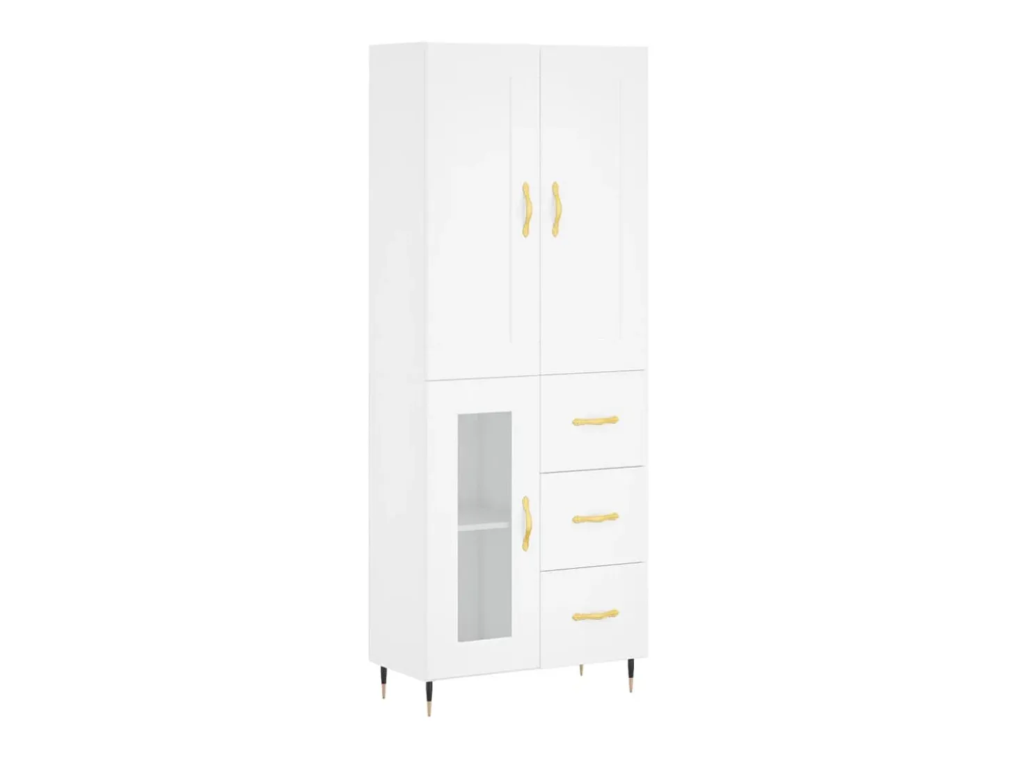 Aparador alto madera contrachapada blanco 69,5x34x180 cm ES75243