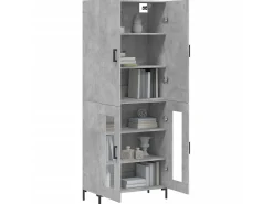 Aparador alto madera contrachapada gris hormigón 69,5x34x180 cm ES59813