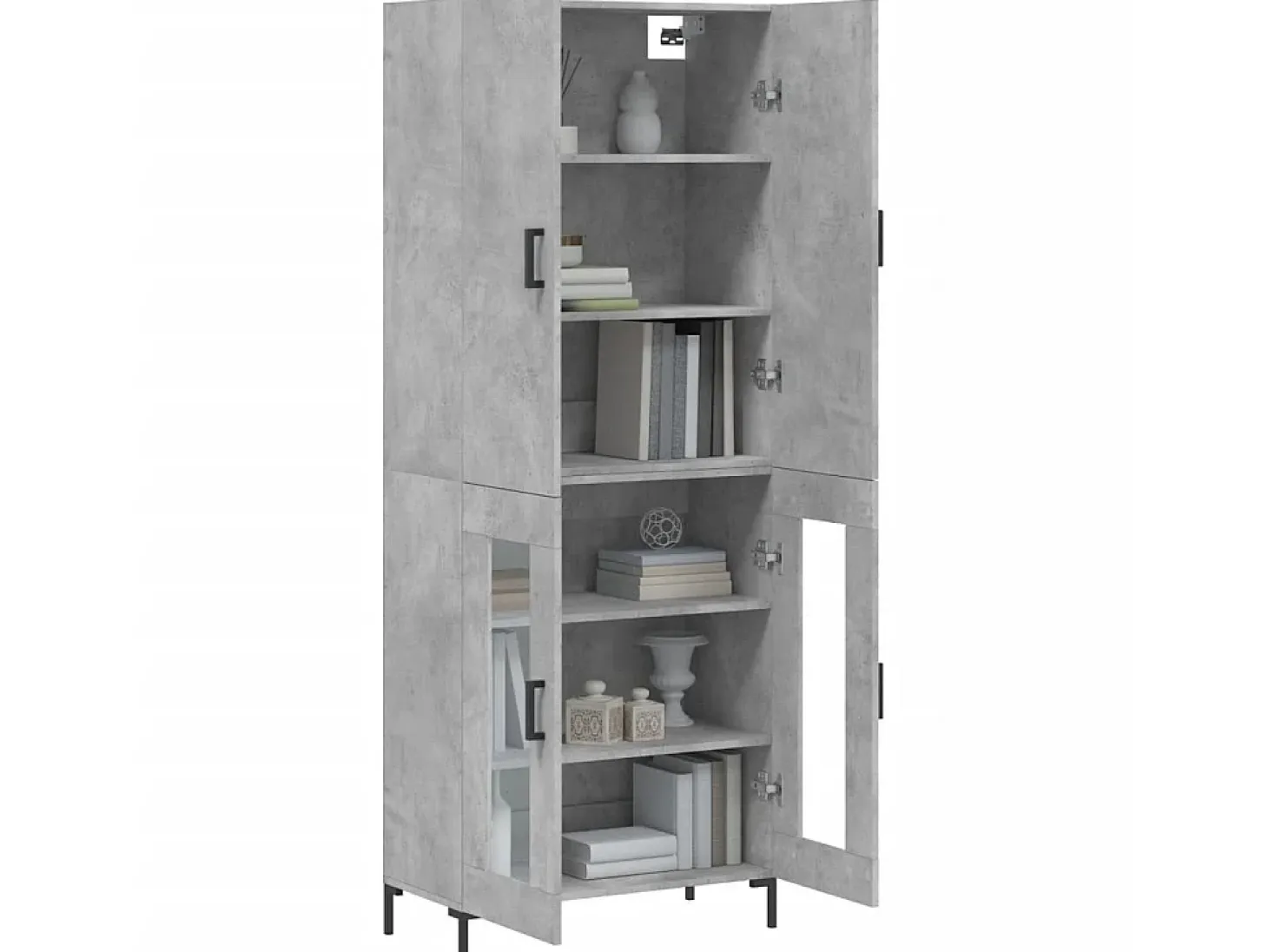 Aparador alto madera contrachapada gris hormigón 69,5x34x180 cm ES59813