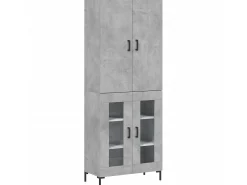 Aparador alto madera contrachapada gris hormigón 69,5x34x180 cm ES59813