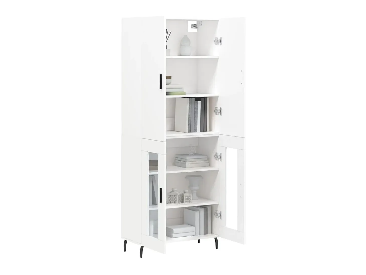 Aparador alto madera contrachapada blanco 69,5x34x180 cm ES30816