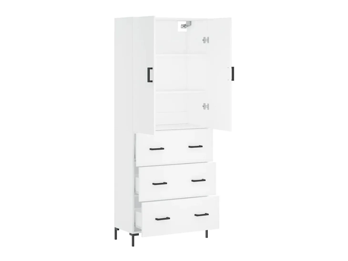 Aparador alto madera contrachapada blanco 69,5x34x180 cm ES23648