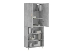 Aparador alto madera contrachapada gris hormigón 69,5x34x180 cm ES69695