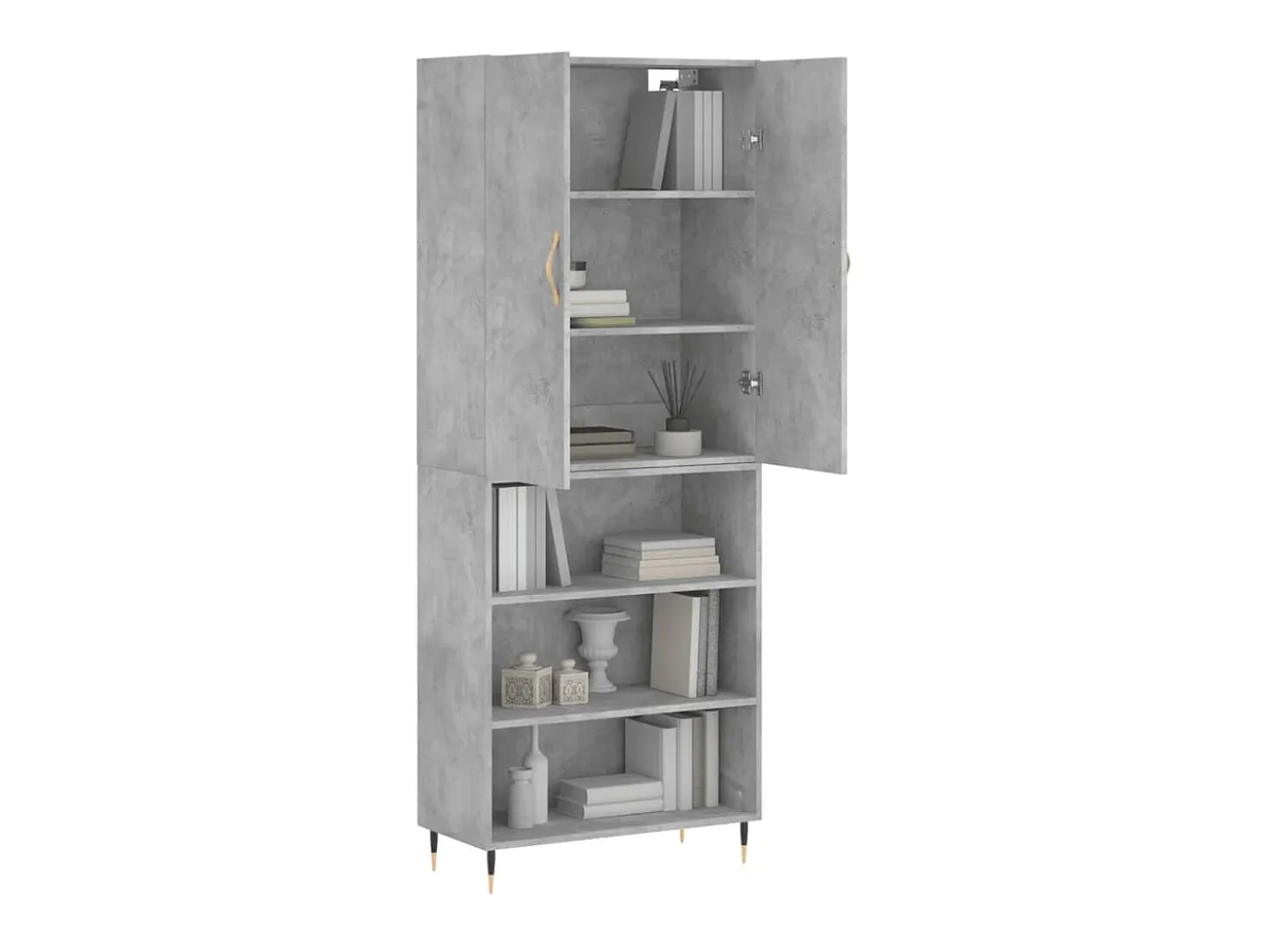 Aparador alto madera contrachapada gris hormigón 69,5x34x180 cm ES69695