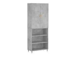 Aparador alto madera contrachapada gris hormigón 69,5x34x180 cm ES69695