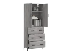 Aparador alto madera contrachapada gris sonoma 69,5x34x180 cm ES11129