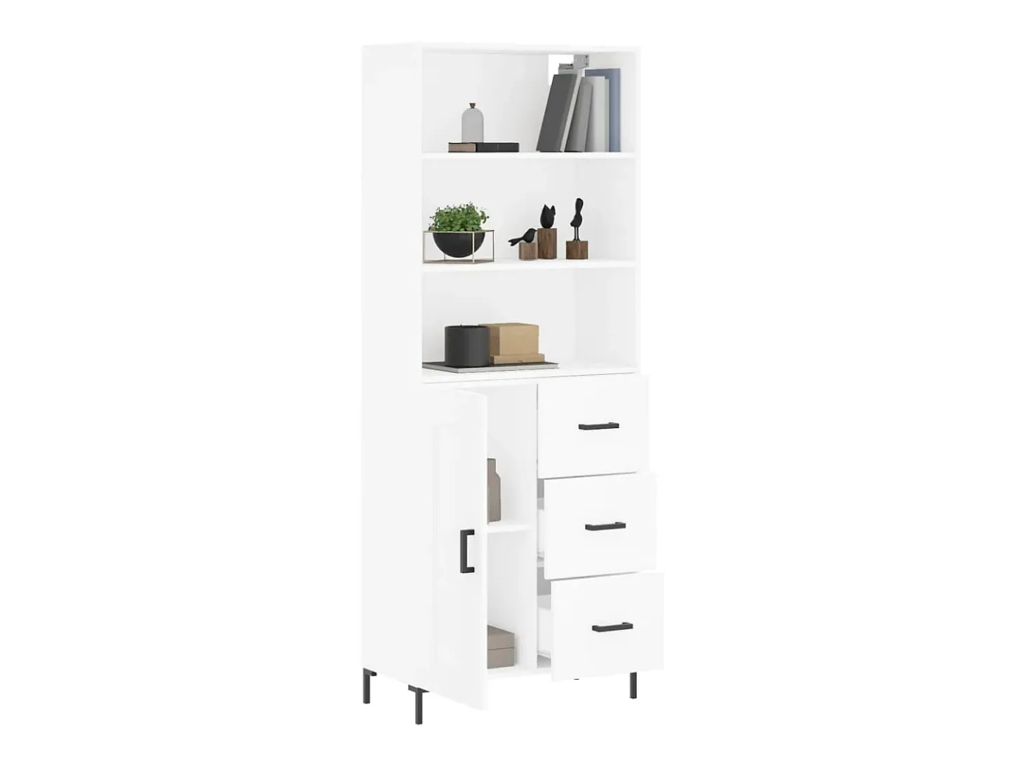 Aparador alto madera contrachapada blanco 69,5x34x180 cm ES96389