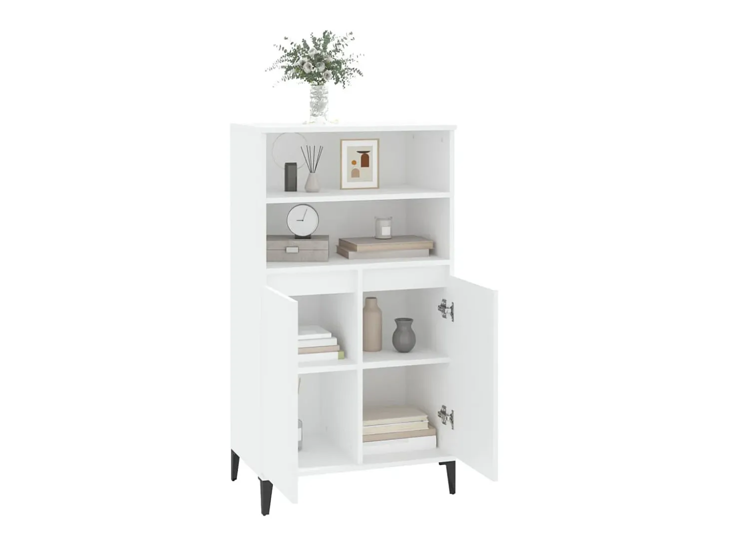 Aparador alto madera contrachapada blanco 60x36x110 cm