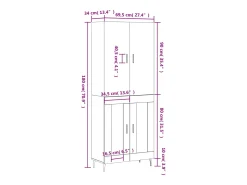 Aparador alto madera contrachapada roble ahumado 69,5x34x180 cm