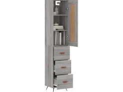 Aparador alto madera contrachapada gris Sonoma 34,5x34x180 cm ES67866