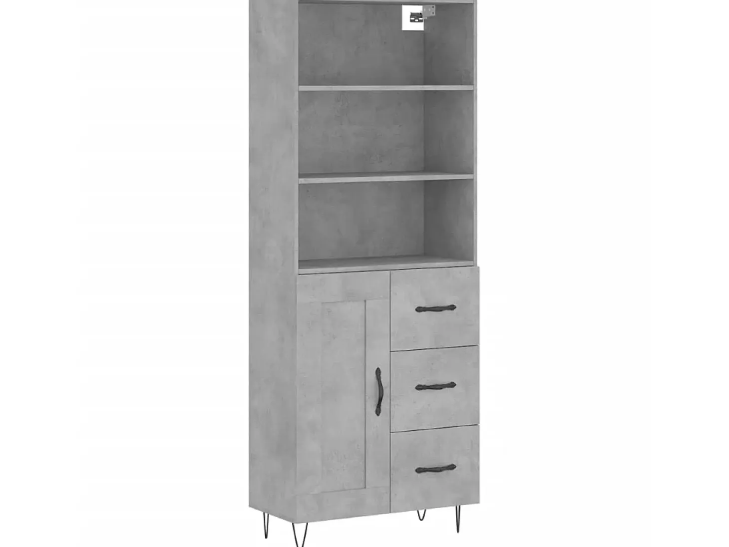 Aparador alto madera contrachapada gris hormigón 69,5x34x180 cm ES56352