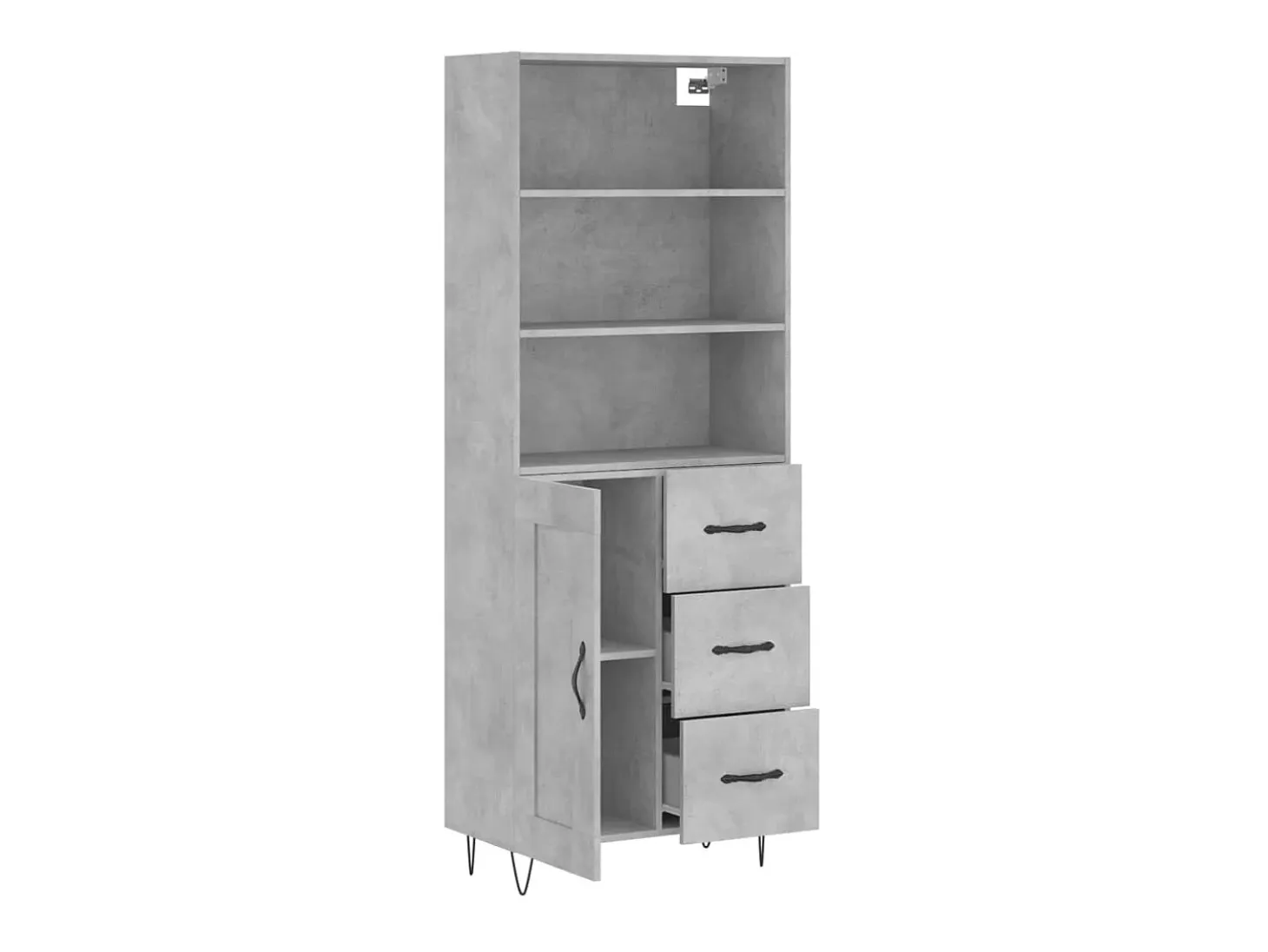 Aparador alto madera contrachapada gris hormigón 69,5x34x180 cm ES56352