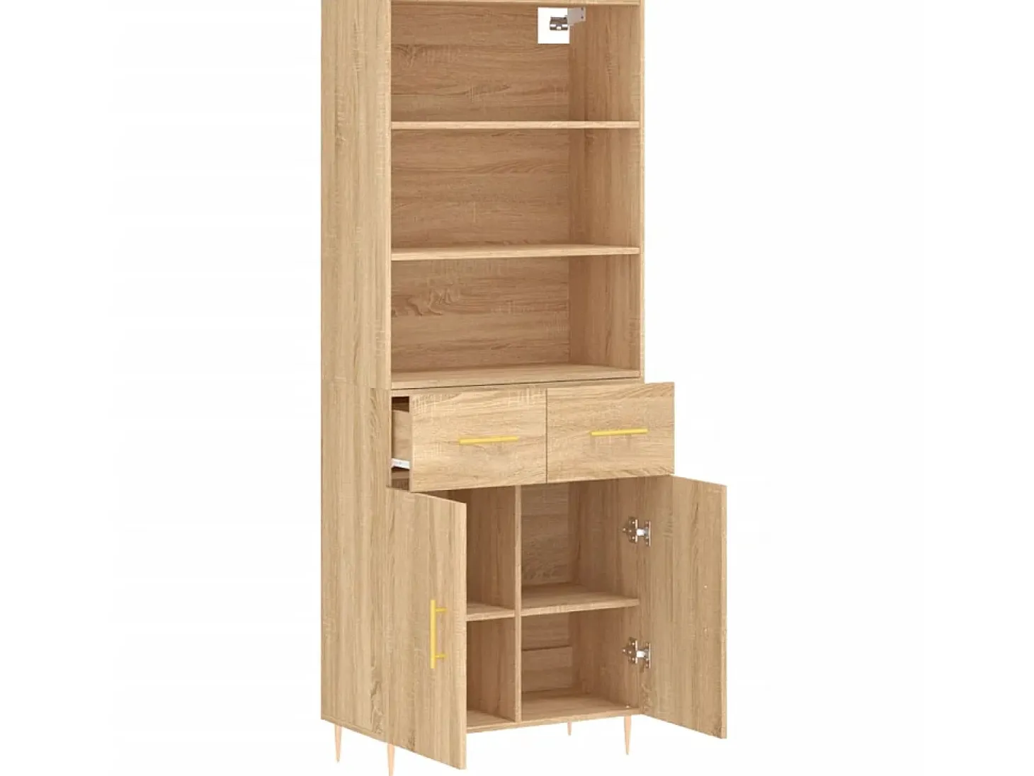 Aparador alto madera contrachapada color roble 69,5x34x180 cm ES52316