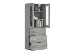 Aparador alto madera contrachapada gris sonoma 69,5x34x180 cm ES34653