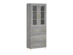 Aparador alto madera contrachapada gris sonoma 69,5x34x180 cm ES34653